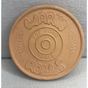 VTG Frankoma Round Brown Warm Rolls Bread Warmer Pottery #250 Terra Cotta